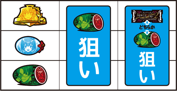 Lパチスロうみねこのなく頃に2 ▼左リール下段にスイカ停止時