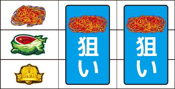 スマスロ真・北斗無双 ▼左リール中段にスイカ停止時