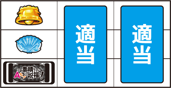 A-SLOT+ この素晴らしい世界に祝福を！ ▼左リール下段にBAR停止時