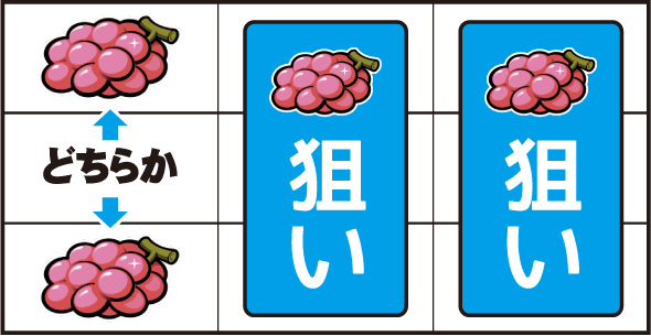 アレックス ブライト ▼左リール上段or下段にブドウ停止時