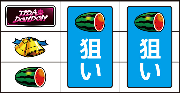 てぃだどんどん ▼左リール下段にスイカ停止時