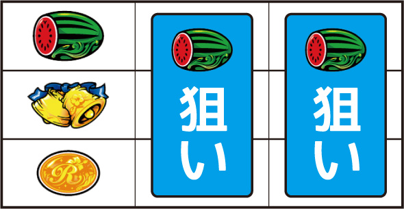 ニューキングハナハナV‐30 ▼左リール上段にスイカ停止時
