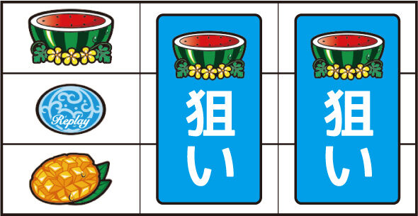ヤバチバ ▼左リール上段にスイカ停止時