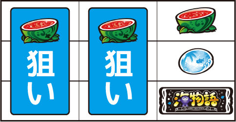 S Lucky海物語 ▼右リール上段にスイカ停止時