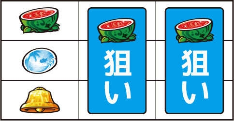 S Lucky海物語 ▼左リール上段にスイカ停止時