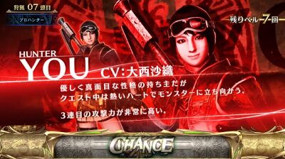 パチスロ モンスターハンター:ワールドTM 狩人の宴中のキャラクター紹介について