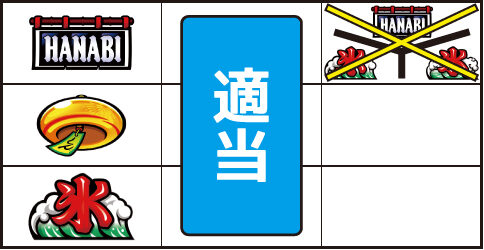新ハナビ ▼右リール上段に氷非停止時
