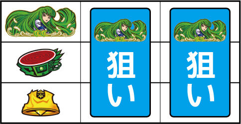 パチスロコードギアス 反逆のルルーシュ3 ▼左リール上段にC.C.図柄停止時