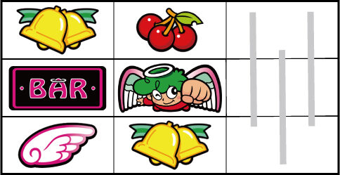 CCエンジェル 左リール羽付き黒BAR付近のリーチ目