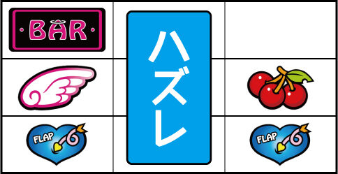 CCエンジェル 左リール羽付き黒BAR付近のリーチ目