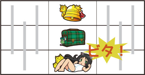 パチスロツインエンジェル PARTY 中リールに下段にクルミ図柄をビタ押し