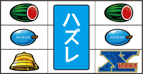 バーサスリヴァイズ 左リール枠2コマ上に「⑲番X」停止時の主なリーチ目