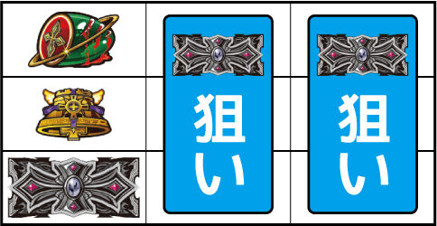 十字架5 ▼左リール上段にスイカ停止時
