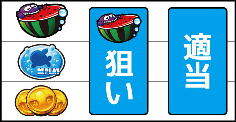 パチスロクジラッキー ▼左リール枠内にスイカ停止時