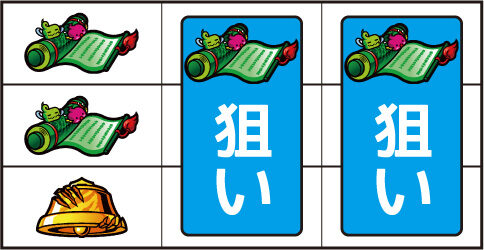 鬼神７ ▼左リール上中段に巻物停止時