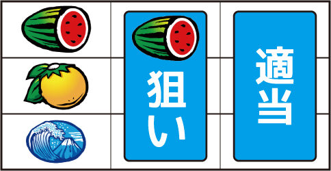 やじきた道中記乙 ▼左リール上段にスイカ停止時