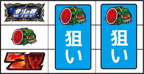 パチスロ 北斗の拳 強敵 ▼左リール上段にBAR停止時