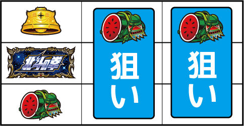 パチスロ 北斗の拳 強敵 ▼中リール中段に北斗図柄停止時