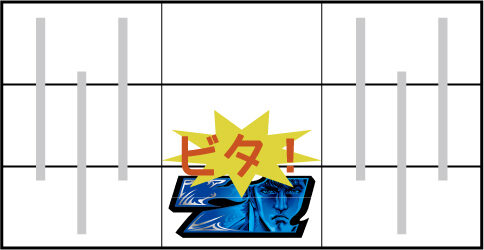 A‐SLOT北斗の拳 将 中リール下段に青7をビタ押しで狙う