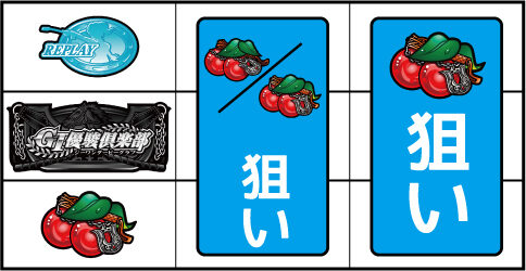 GⅠ優駿倶楽部 ▼左リール上下段にチェリー停止時