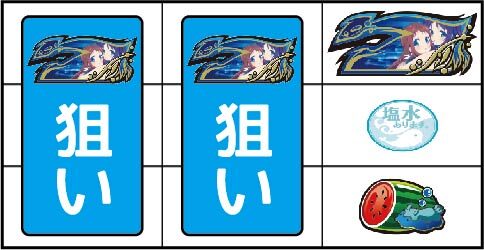 パチスロ 凪のあすから ▼右リール上段に青7停止時