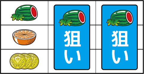 ハッピージャックポット ▼左リール枠内にスイカ停止時