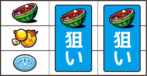 燃えよ！功夫淑女ドラゴン ▼左リール上段にスイカ停止時