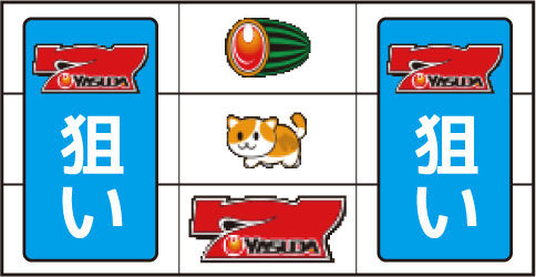 YASUDA7 ▼中リール下段に赤7図柄停止時