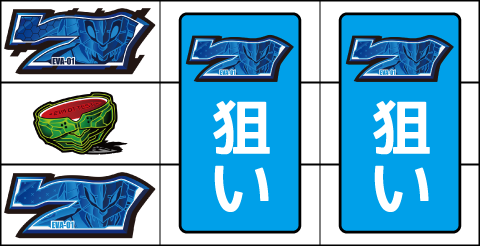 新世紀エヴァンゲリオン～まごころを、君に～2 ▼左リールの上段にダミー青7停止時