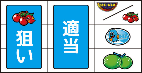 SLOTパックマン ▼右リール下段にメロン停止時