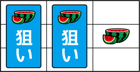 パチスロディスクアップ ▼右リール中段にスイカ停止時