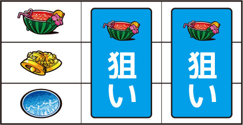 パチスロ 美ラメキ！ ▼左リール上段にスイカ停止時