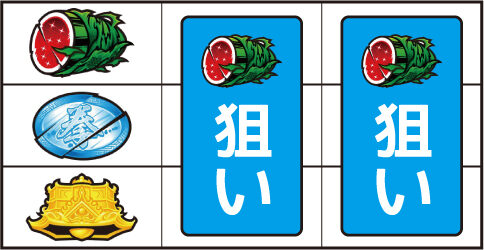 パチスロ蒼天の拳 朋友 ▼左リール上段にスイカ停止時