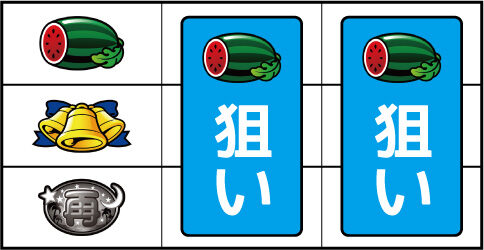 パチスロ ハナペカ ▼左リール上段にスイカ停止時