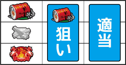 パチスロ真・北斗無双 ▼左リールに[ドラム缶・ブランク・燭台(赤)]停止時